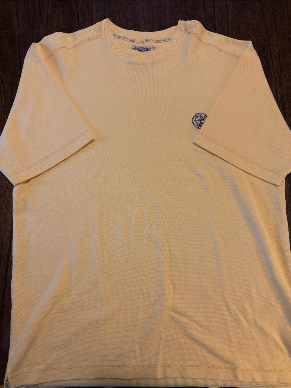 Men's Short Sleeve Crewneck Tee in Pale Yellow with Chest Logo